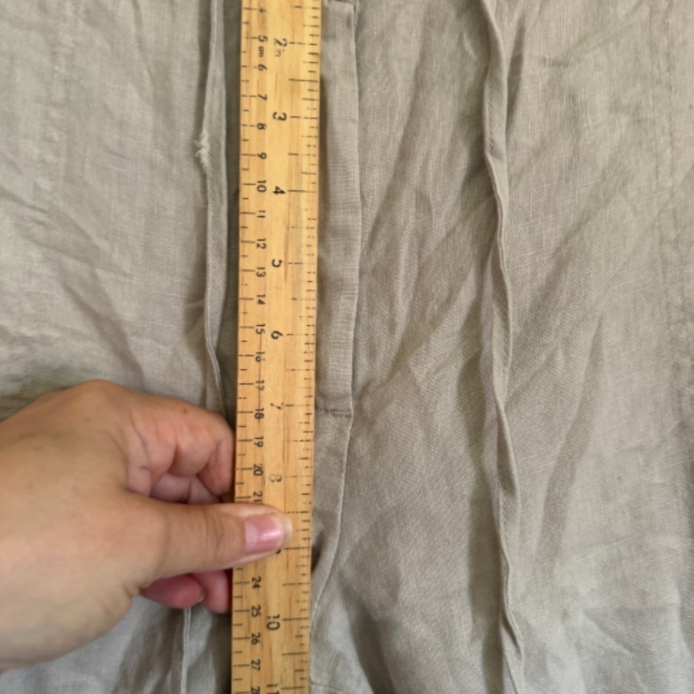 Le Chateau Womens Linen Wide Leg Pants Ankle Beige High Rise Size 13/14 - Picture 5 of 12